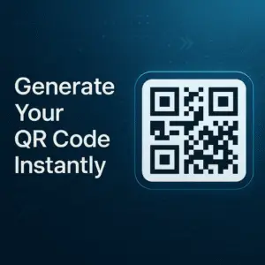 A modern tech-themed image showing a QR code with the text "Generate Your QR Code Instantly" on a futuristic digital background.